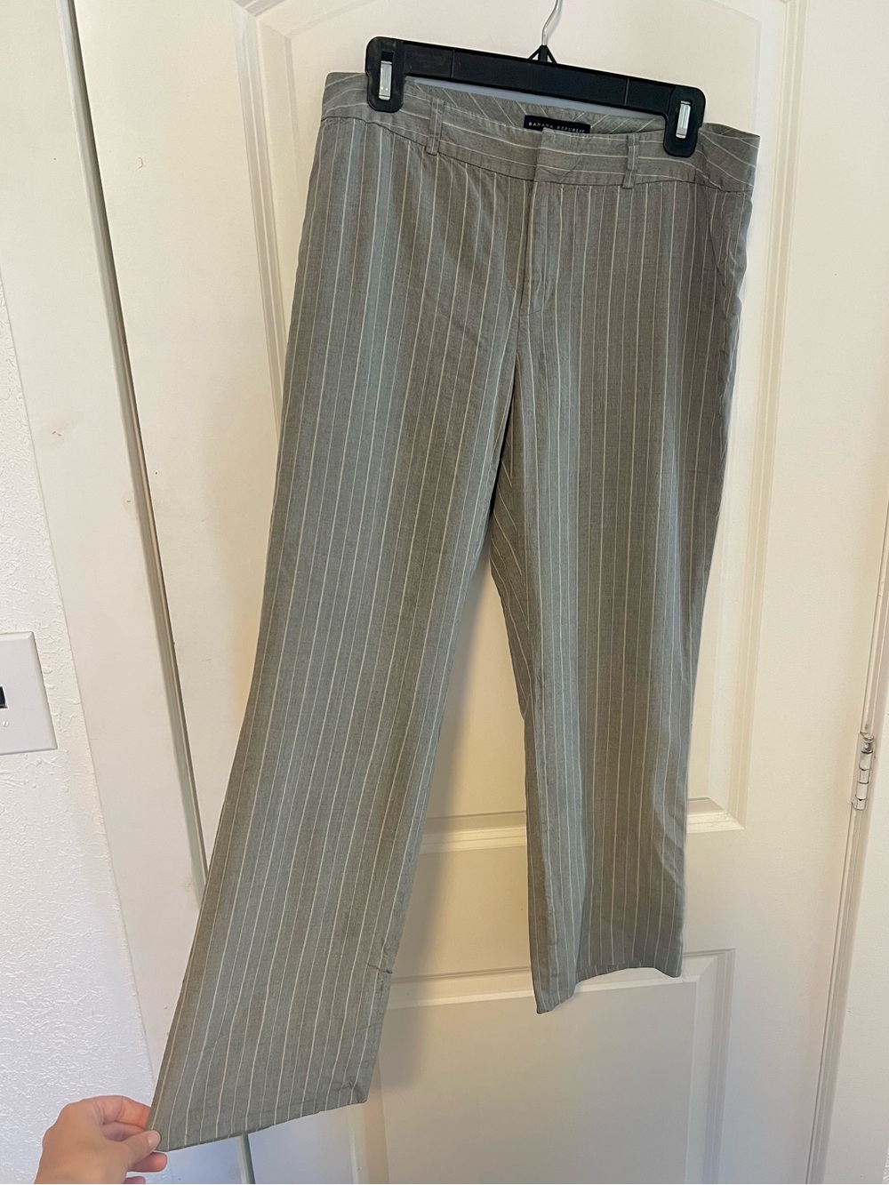 VNTG Y2K Banana Republic Martin Pinstripe Silk Low Rise Length Wide Leg Trousers